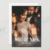 Foto Typografie Wedding Announcement Mr & Mrs. Kaart (Voorkant / Achterkant)