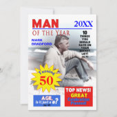 FOTO-uitnodiging, inlassing/naam/leeftijd, MANNEN, Kaart (Voorkant)