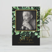 FOTO Uitnodiging Pensionering Zwart Gouden Bladere (Staand voorkant)