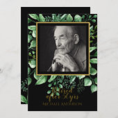 FOTO Uitnodiging Pensionering Zwart Gouden Bladere (Voorkant / Achterkant)