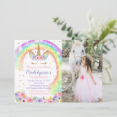 Foto uitnodiging Regenboog Eenhoorn Regenboog (Staand voorkant)