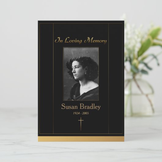 Foto Uitnodiging Uitnodiging Kruis en gouden leidi (Staand voorkant)