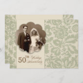 foto-uitnodiging voor de oude 50e verjaardag kaart (Voorkant / Achterkant)