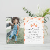 Foto uitnodiging voor elke verjaardag | Zoet Peach (Staand voorkant)