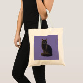 Foto uitsnede zwarte kat staren kijken naar je Paa Tote Bag (Voorkant (product))
