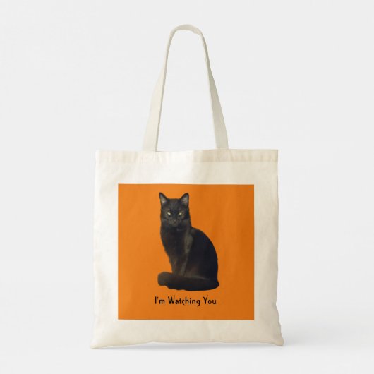 Foto uitsnede zwarte kat staren kijken naar je Sin Tote Bag (Achterkant)