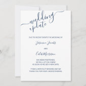 Foto Uitstelkaart Blauw Script Trouwupdate Kaart (Voorkant)