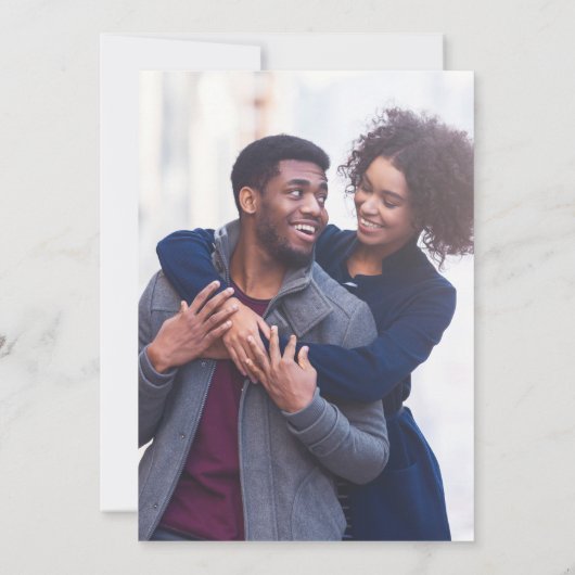 Foto Uitstelkaart Blauw Script Trouwupdate Kaart (Achterkant)