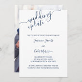 Foto Uitstelkaart Blauw Script Trouwupdate Kaart (Voorkant / Achterkant)