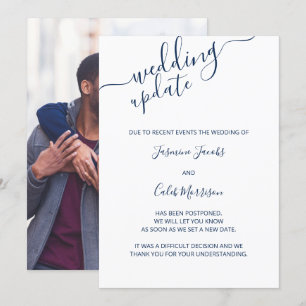 Foto Uitstelkaart Blauw script Weduwupdate Kaart