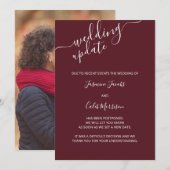 Foto-uitstelkaart Burgundy Wedding Update Kaart (Voorkant / Achterkant)
