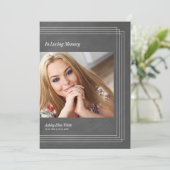 Foto Uitvaart Grijs Faux Metallic Kaart (Staand voorkant)
