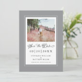 Foto Ultimate Grey & White Chic Borders Save The Date (Staand voorkant)
