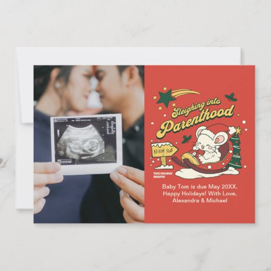 Foto Ultrasound Kerstmis Zwangerschap aankondiging (Voorkant)