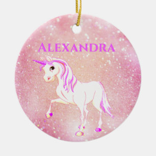 Foto Unicorn Glitter Cute Pink Kinder Keramisch Ornament
