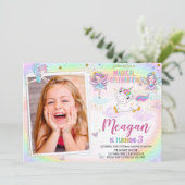 Foto: Unicorn verjaardagsuitnodiging Zuiveluitnodi Kaart (Staand voorkant)