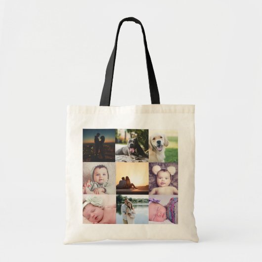Foto uniek, speciaal gepersonaliseerd 9 foto tote bag (Voorkant)