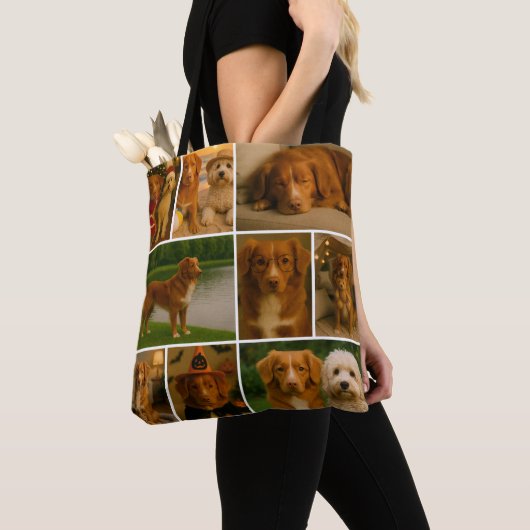 Foto uniek, speciaal gepersonaliseerd 9 foto tote bag (Dichtbij)
