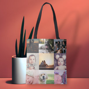 Foto uniek, speciaal gepersonaliseerd 9 foto tote bag