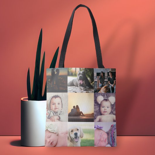 Foto uniek, speciaal gepersonaliseerd 9 foto tote bag