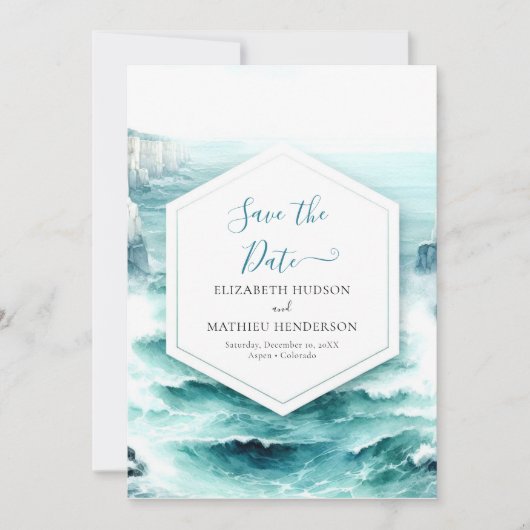 Foto unieke nautische bruiloft save the date (Voorkant)
