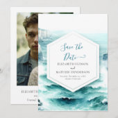 Foto unieke nautische bruiloft save the date (Voorkant / Achterkant)