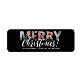 Foto uploaden in Tekst Zwart-wit Kerstmis Etiket (Voorkant)