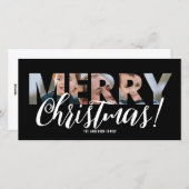 Foto uploaden in Tekst Zwart-wit Kerstmis Feestdagenkaart (Voorkant / Achterkant)