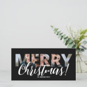 Foto uploaden in Tekst Zwart-wit Kerstmis Feestdagenkaart (Staand voorkant)