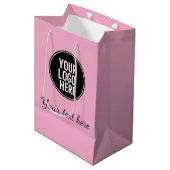 Foto-uploadsticker | Waterdicht vierkant label Medium Cadeauzakje (Voorkant Gekanteld)