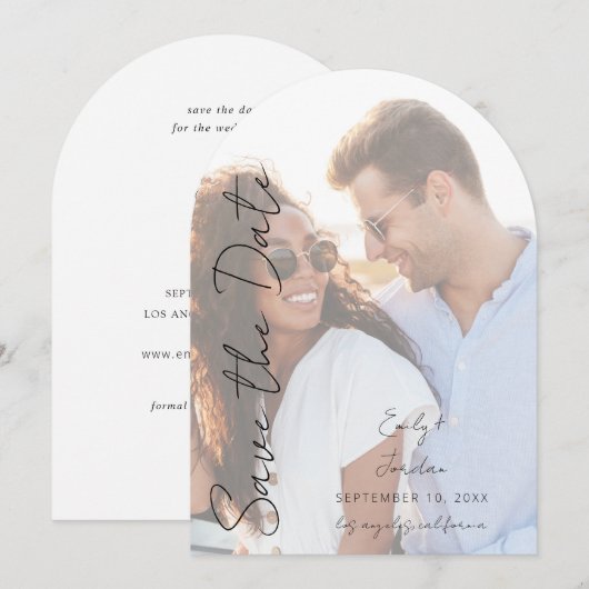 Foto V MOD Chic 3 LG Save the Date Boog Kaart (Voorkant / Achterkant)