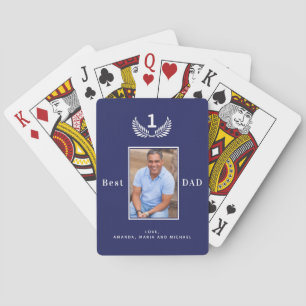 Foto vader marineblauw wit namen pokerkaarten