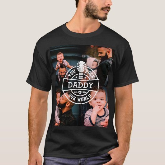 Foto Vaderdag You Rock Our World Cool Black T-shirt (Voorkant)