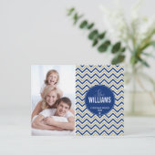 FOTO VAKANTIE KAART chevron glitter bord gouden ma (Staand voorkant)