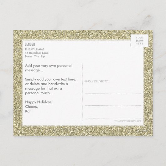 FOTO VAKANTIE KAART chevron glitter bord gouden ma (Achterkant)