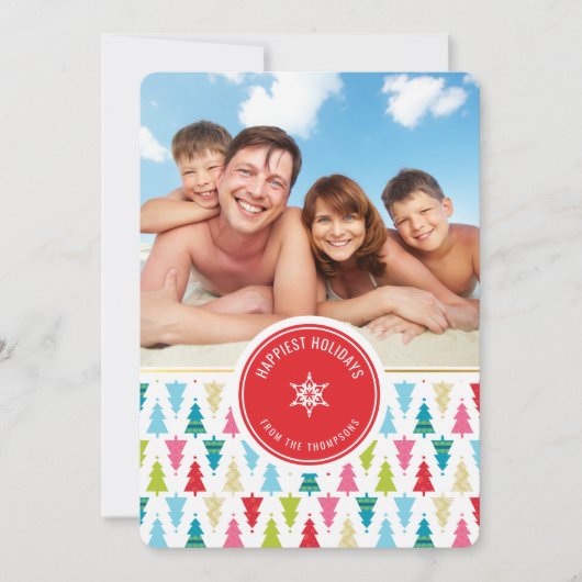 FOTO VAKANTIE KAART helder kerstboompatroon (Voorkant)