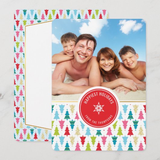 FOTO VAKANTIE KAART helder kerstboompatroon (Voorkant / Achterkant)