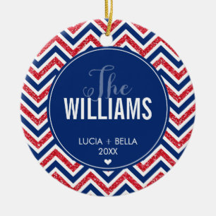 FOTO VAKANTIE ORNAMENT chevron glitter rode marine