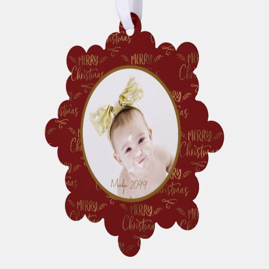 Foto Vakantie Papier Kerst Ornament Kaart (Links)