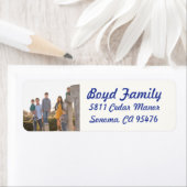 Foto Vakantie retour adreslabels: Blauw & Wit Etiket (Insitu)