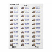 Foto Vakantie retour adreslabels: Blauw & Wit Etiket (Full Sheet)