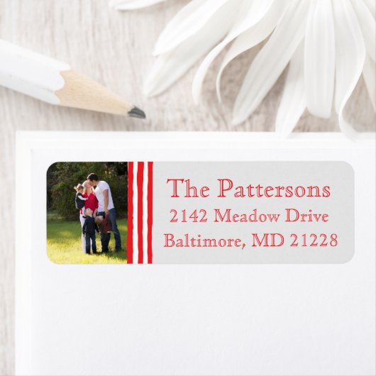 Foto Vakantie retour adreslabels: Gestreepte foto Etiket (Insitu)