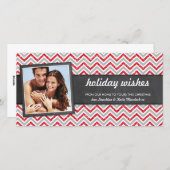 FOTO VAKANTIE retro chevron rood glitter grijs Feestdagenkaart (Voorkant / Achterkant)