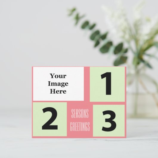 foto vakantie roze groet briefkaart (Staand voorkant)