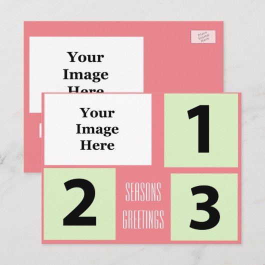 foto vakantie roze groet briefkaart (Voorkant / Achterkant)