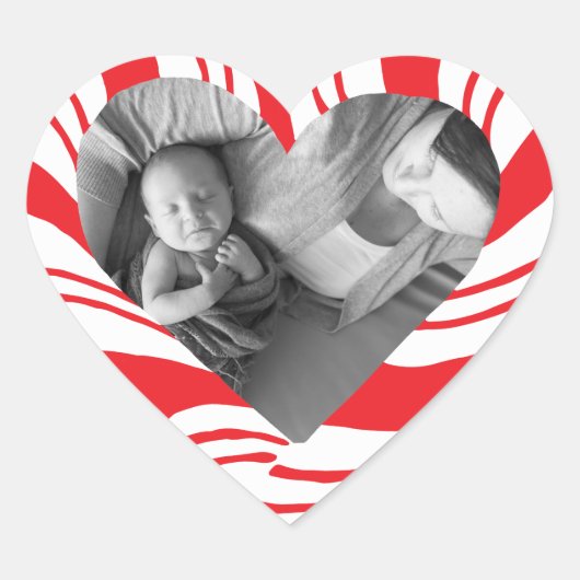 Foto Vakantie Stickers: Candy Cane Heart Lijst Hart Sticker (Voorkant)