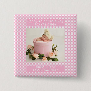 Foto Valentijn voor mama en papa nieuwe ouders Vierkante Button 5,1 Cm