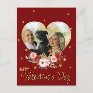 Foto Valentijnsdag Heart Gold Glitter Hearts Red Feestdagenkaart