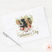Foto Valentijnsdag Heart Gold Glitter Hearts Vierkante Sticker (Envelop)