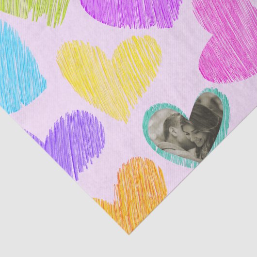 Foto Valentijnsdag Rainbow Hand getrokken harten Tissuepapier (Detail)